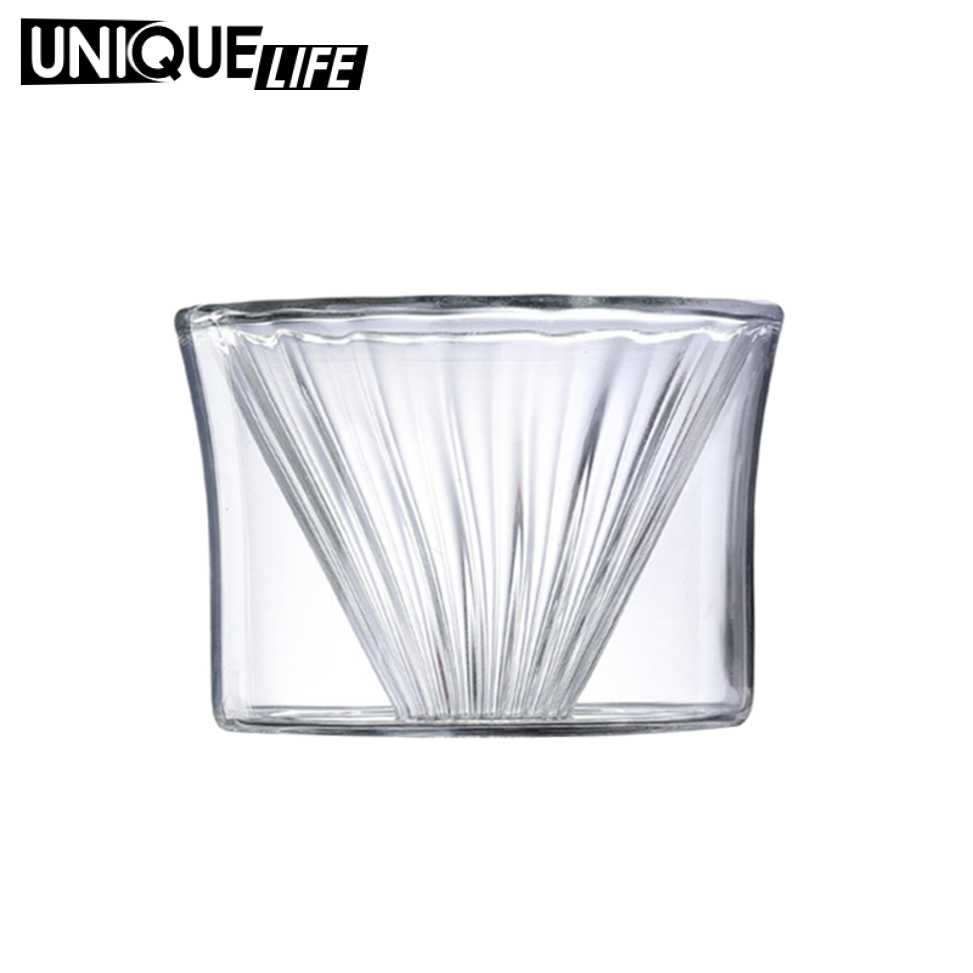 [Unique Life]Glass Coffee Dripper Cup Coffee Sharing Pot Removable Brew Coffee Filter Funnel 1-2 Cups