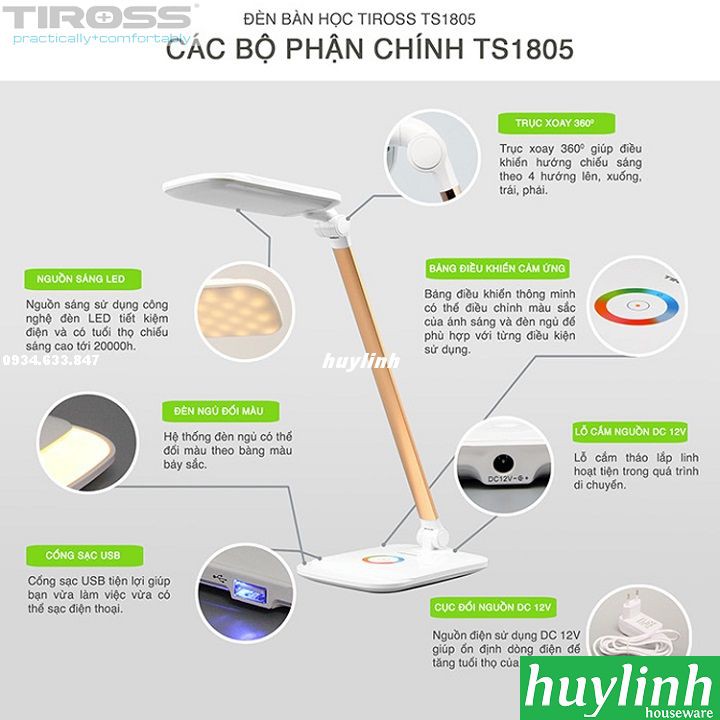 Đèn bàn LED chống cận Tiross TS1805 - 14W