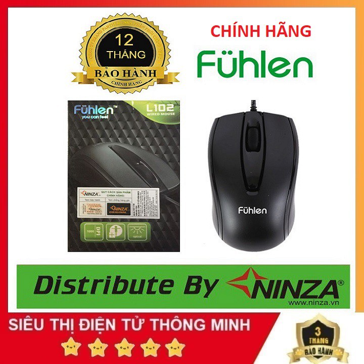 Chuột Máy Tính PC Laptop, Chuột Quang Có Dây Chính Hãng Fuhlen L102 - Bảo Hành 12 Tháng