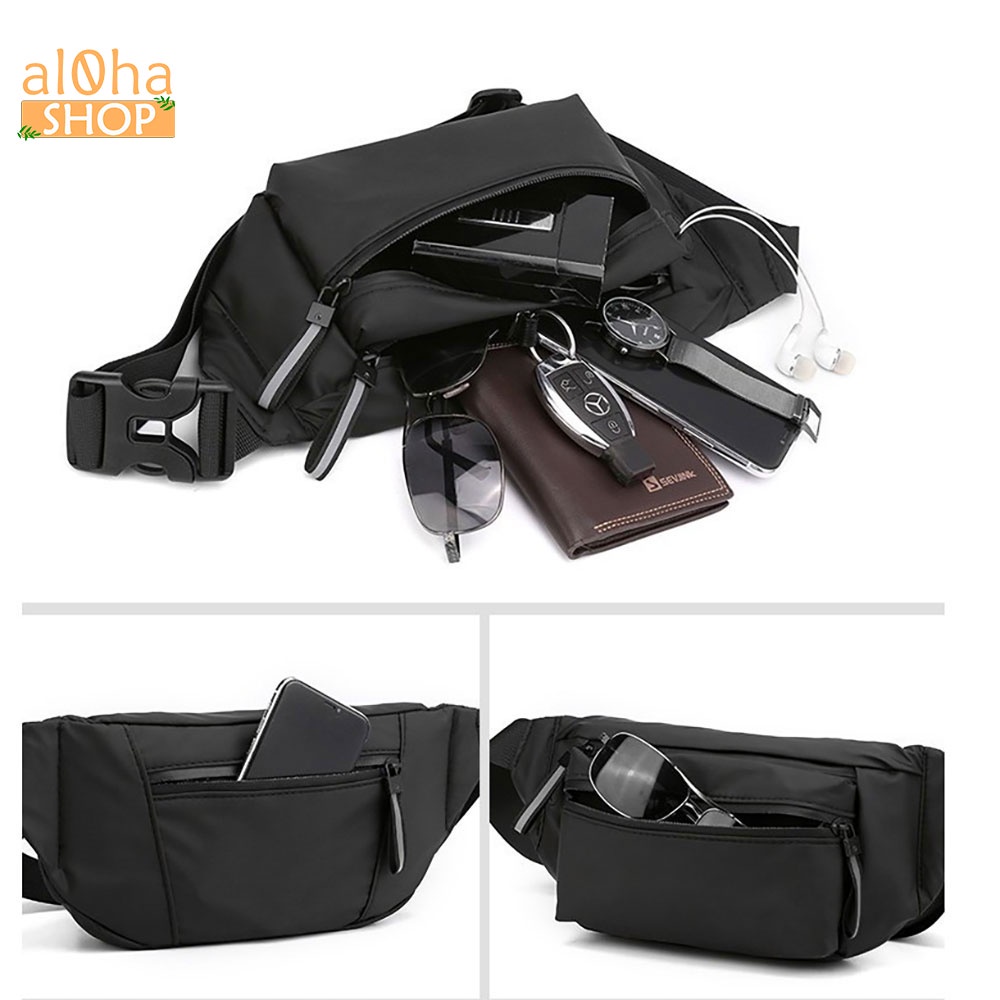 Túi bao tử - đeo chéo khóa phản quang unisex nam nữ vải chống nước phong cách - al0ha Shop