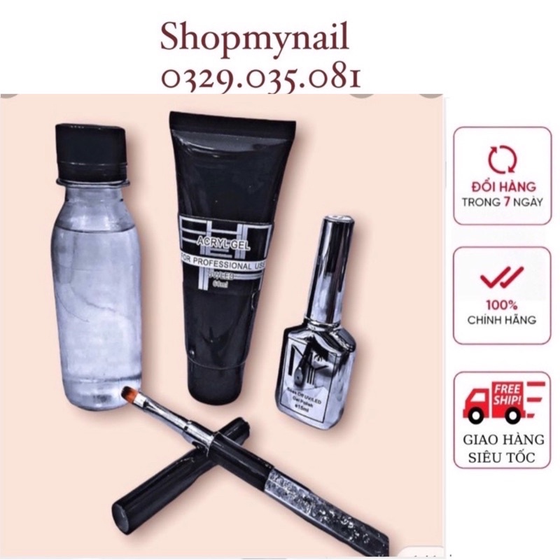 Combo đắp gel tip gel,nước xử lí,liên kết gel,cọ đắp gel