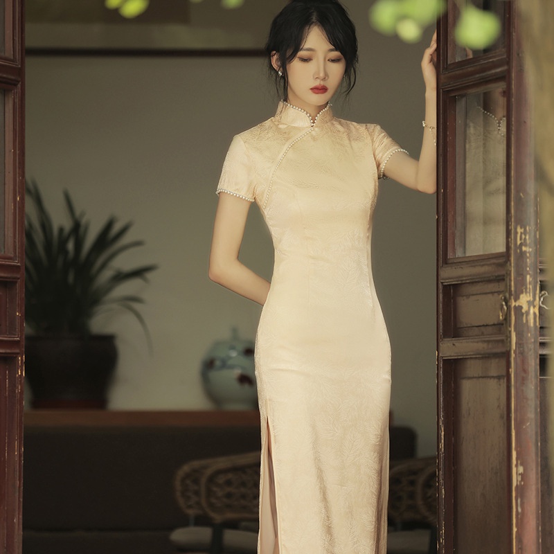 Đầm Sườn Xám Tay Ngắn Phong Cách Cổ Điển Thời Trang Mùa Hè Sang Trọng Cho Nữ