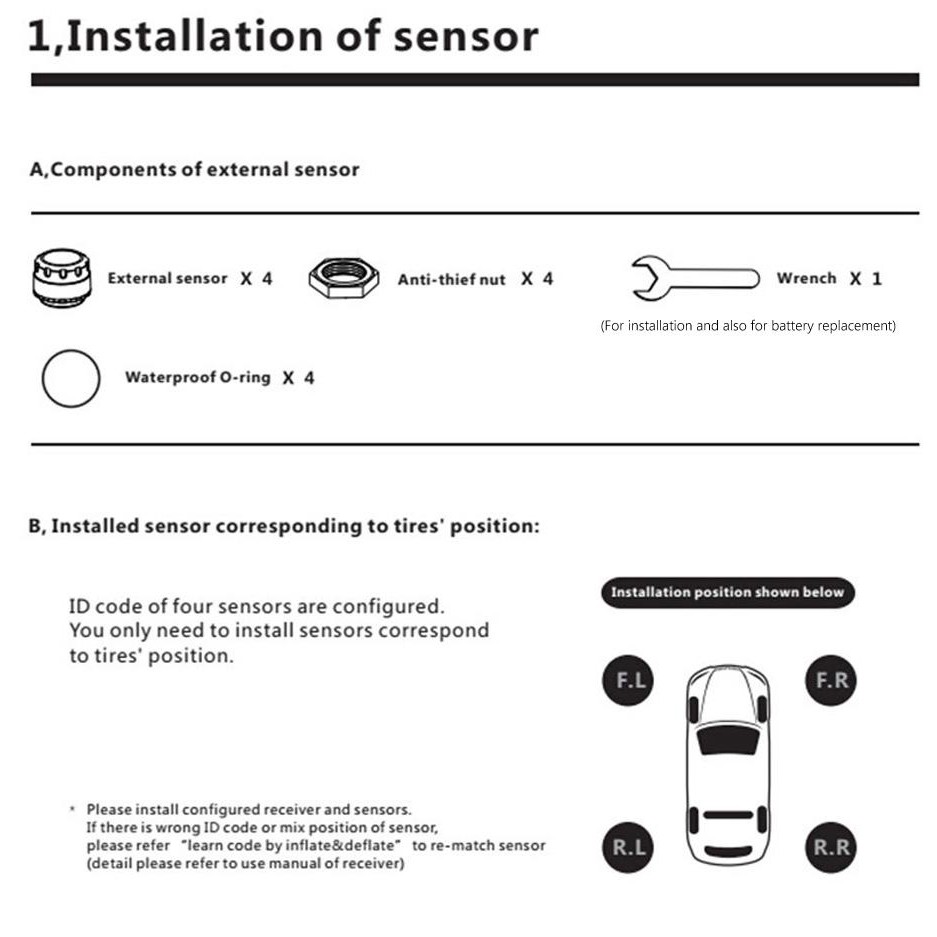 Cảm biến áp suất lốp TPMS - Dòng Hybrid cao cấp - Sử dụng cả năng lượng mặt trời và cổng sạc 12V - Cảnh báo thiếu hơi