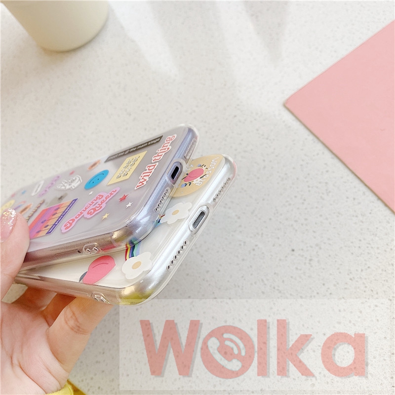 Ốp lưng mềm họa tiết sticker đáng yêu cho iPhone 12mini 12 Pro Max 11 Pro Max 6 6s 7 8 Plus XR X XS MAX | BigBuy360 - bigbuy360.vn