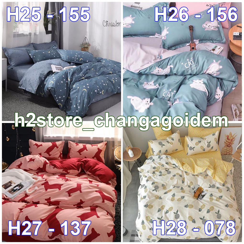 Bộ chăn ga gối Cotton Poly Nhập Khẩu Hàn Quốc (Chát Chọn Mẫu)