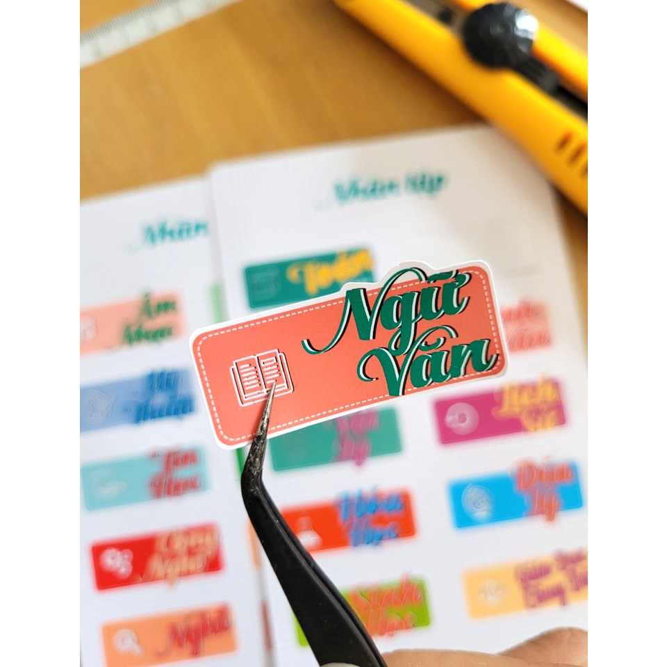 Sticker Nhãn Vở Môn Học, Phân Trang Môn Học, dán gáy sách