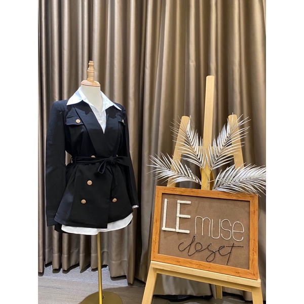 Set blazer sơ mi tay dài