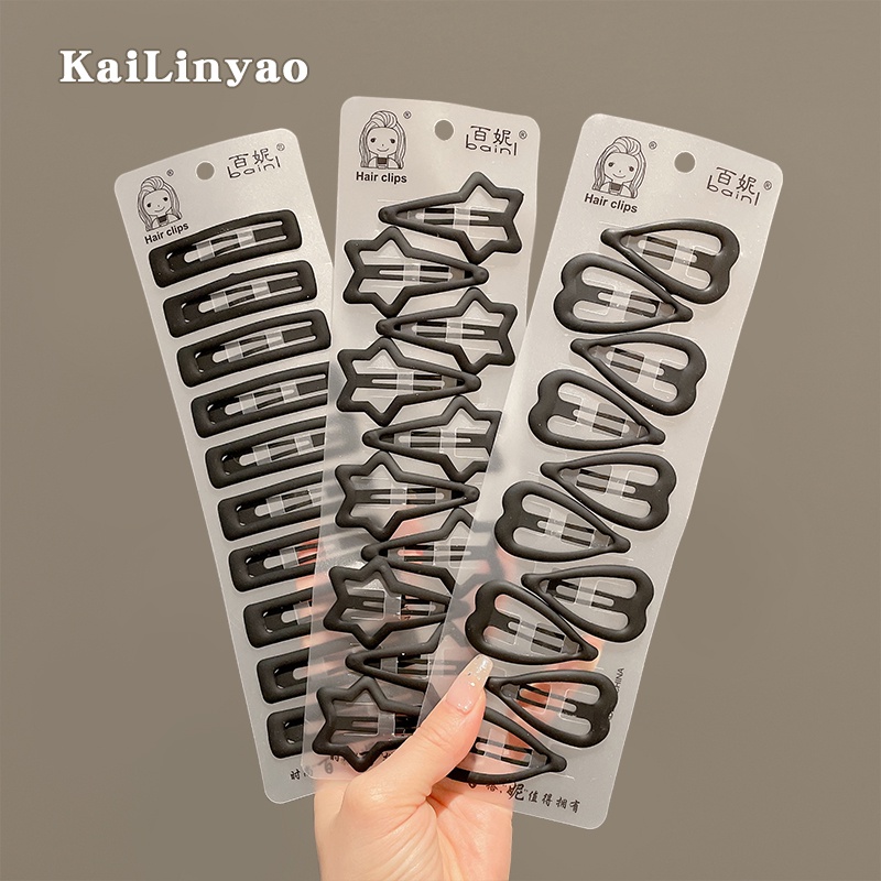 Set 12 Kẹp Tóc Màu Đen Đơn Giản Phong Cách Hàn Quốc Cho Nữ