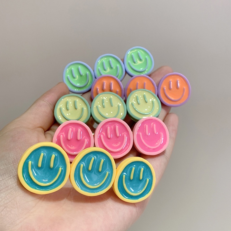 Kẹp Tóc Màu Kẹo Hình Mặt Cười Đơn Giản Ngọt Ngào Dễ Thương Phong Cách Hàn Quốc Cho Nữ