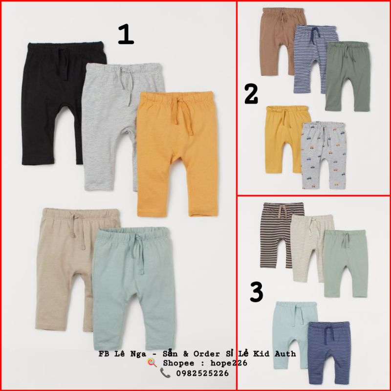 Set 5 quần cotton HM UK/CHINA sz từ 6-9m đến 3-4y