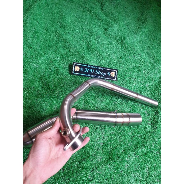 Cổ pô GSX150 bầu tổ ong 2 khúc inox 304
