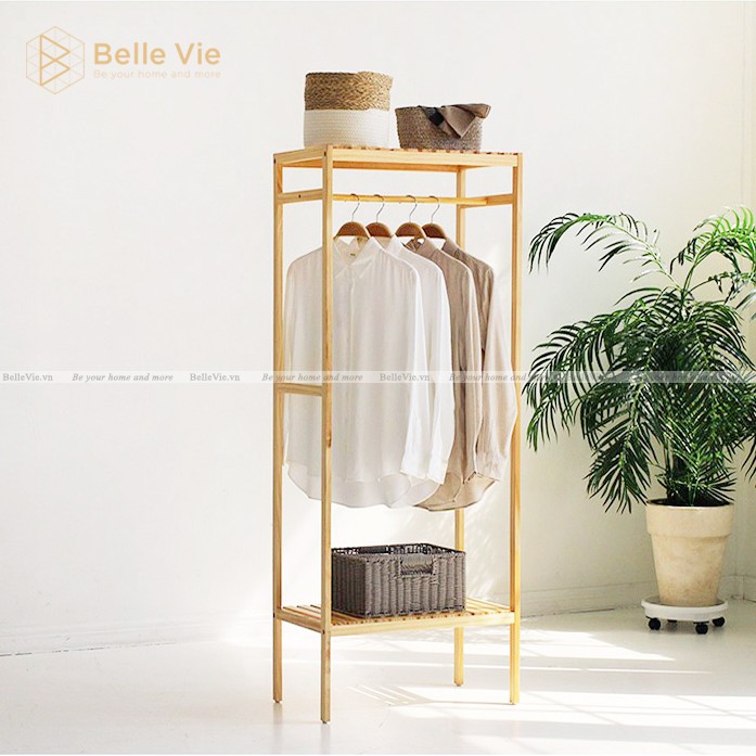 Tủ Treo Quần Áo 2 Tầng BELLEVIE Kệ Treo Quần Áo Lắp Ráp Shelf Hanger 2F KT 64cm x 35cm x 150cm