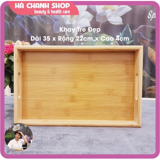 Khay gỗ tre đa năng đựng sản phẩm spa khay tre decor đựng trà đồ ăn có tay cầm tiện dụng hình chữ nhật đẹp