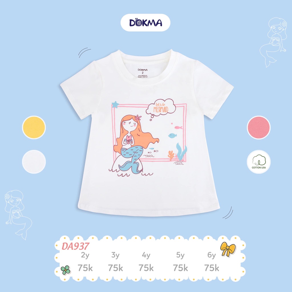 2-6Y Áo cộc tay cổ tròn bé gái Dokma DA937, DA931