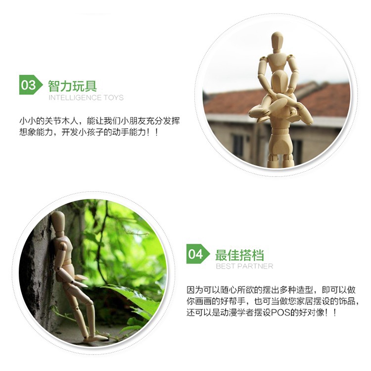 1 Mô Hình Người Gỗ Vẽ Tranh Chuyên Dụng 5.5inch