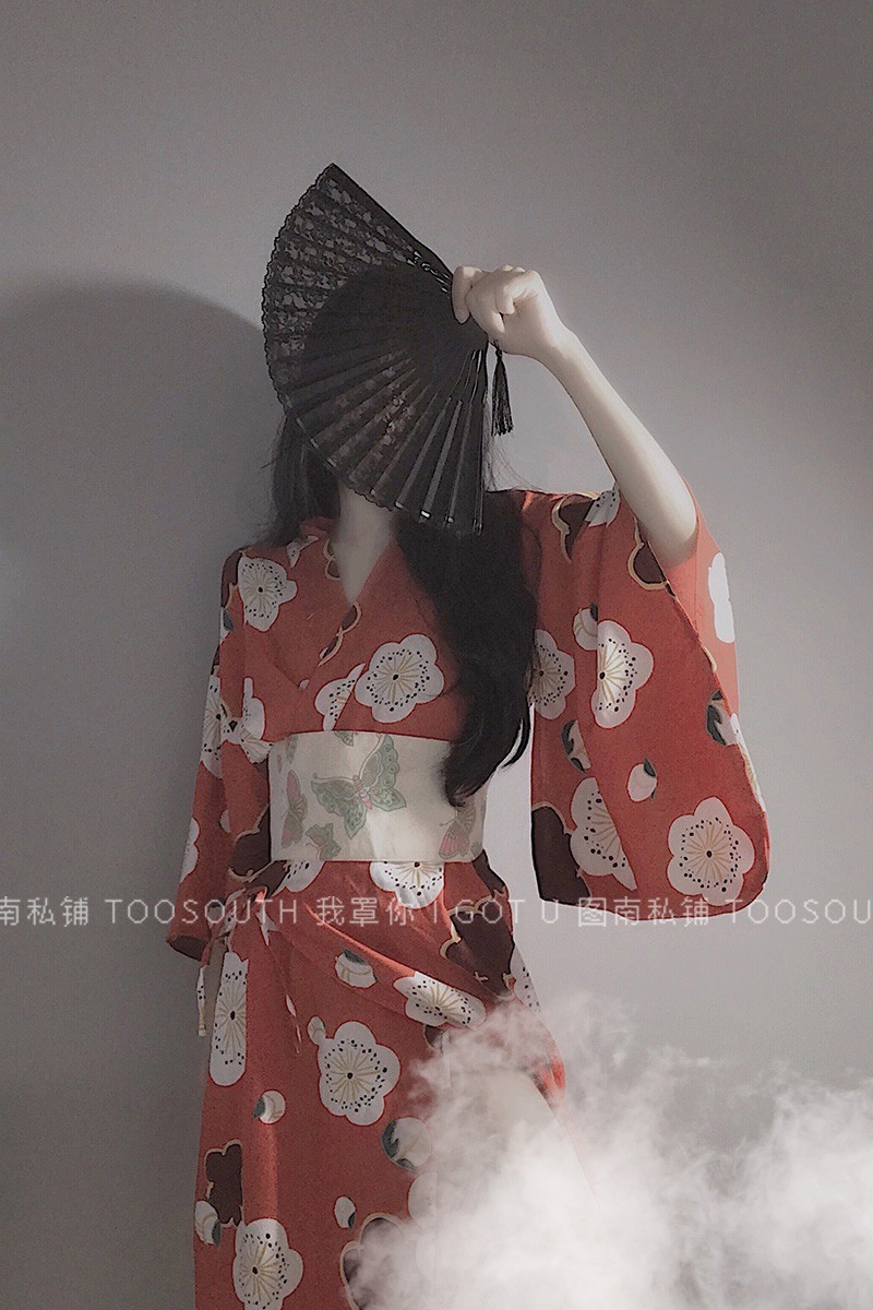 Bộ Đầm Ngủ Kimono In Họa Tiết Hoa Anh Đào Quyến Rũ Dành Cho Nữ