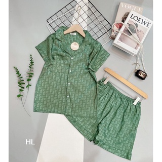 Bộ pyjama lụa gấm áo cộc quần cộc 6 màu