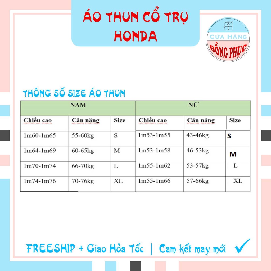 ĐỒNG PHỤC ÁO THUN CỔ TRỤ HONDA - ÁO THUN CỔ TRỤ TRẮNG ĐỎ CHÍNH HÃNG HONDA, ĐÚNG CHUẨN CỦA HONDA !