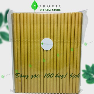 Ống Hút Giấy Phi 8 [100 ống] Màu Nâu Yokovic - Ống hút giấy YKV008 bảo vệ môi trường dùng để hút sinh tố, đá xay…