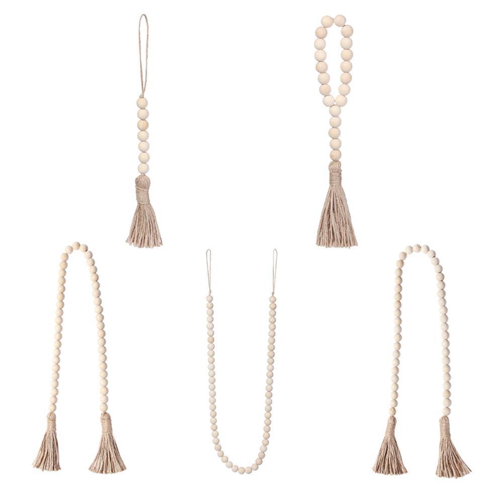 PISTA Dây Chuỗi Hạt Gỗ Handmade Phong Cách Boho Treo Trang Trí Nhà Cửa