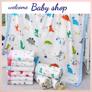 Khăn tắm, chăn đắp xô nhăn bo viền 6 lớp cho bé kt 110x110cm [ hayebabyshop]