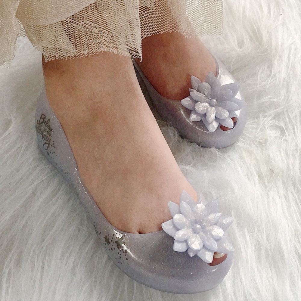Giày Sandal Nhựa Dẻo Đính Nơ Hình Công Chúa Elsa Cho Bé Gái 7V
