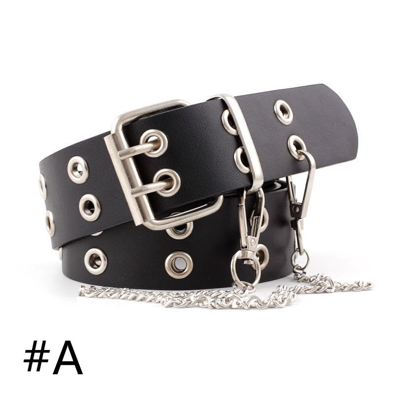 Thắt Lưng Da Màu Trơn Khóa Đôi Thời Trang Cho Nữ