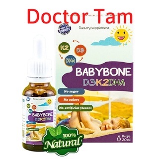 Vitamin D3K2DHA BABYBONE 20ml D3 hấp thu canxi & DHA phát triển trí não - tăng chiều cao vượt trội