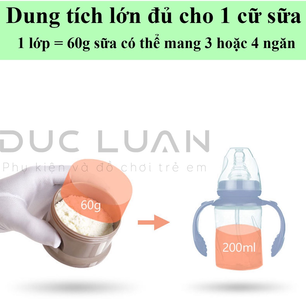 Hộp chia sữa 3 ngăn cho bé đi chơi - hộp đựng sữa 4 ngăn - đựng đồ ăn dặm và hoa quả