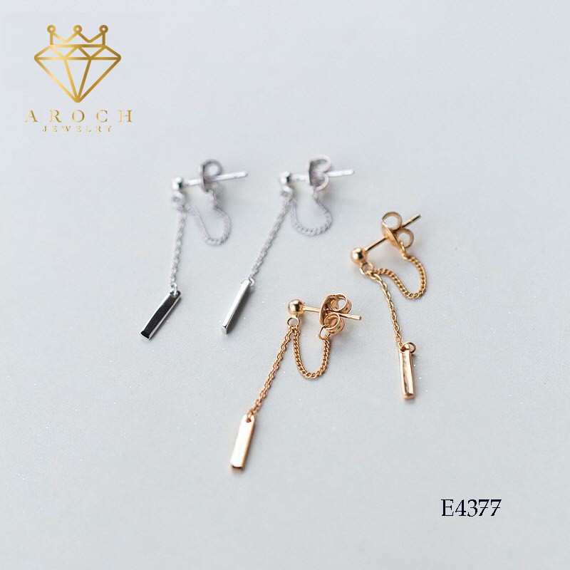 Khuyên tai bạc Ý s925 thả dài E4377 - AROCH Jewelry