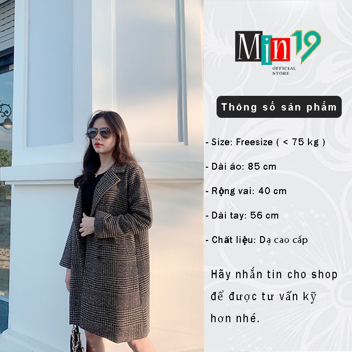 Áo vest nữ blazer công sở Hàn Quốc 2 lớp kẻ caro dáng dài form rộng bigsize cá tính màu đen nâu thời trang | BigBuy360 - bigbuy360.vn