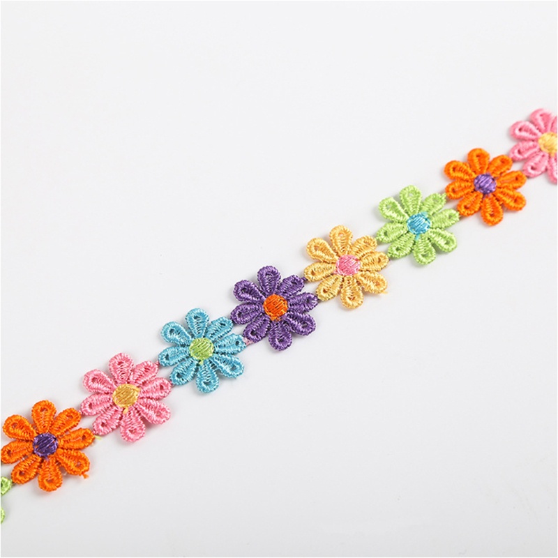 Cuộn Dây Ruy Băng Thêu Ren Hoa Cúc Nhiều Màu Dài 15 Yards Dùng Trang Trí DIY