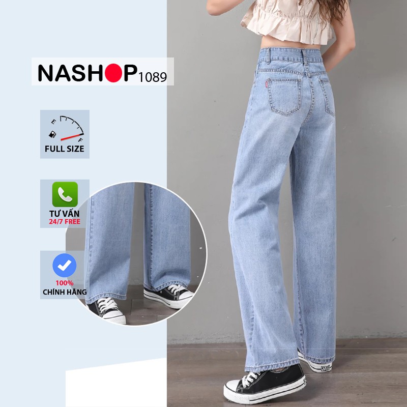 Quần jean bò ống rộng suông nữ cạp cao đẹp hot năm 2021 Nashop 1089 QT26 | BigBuy360 - bigbuy360.vn