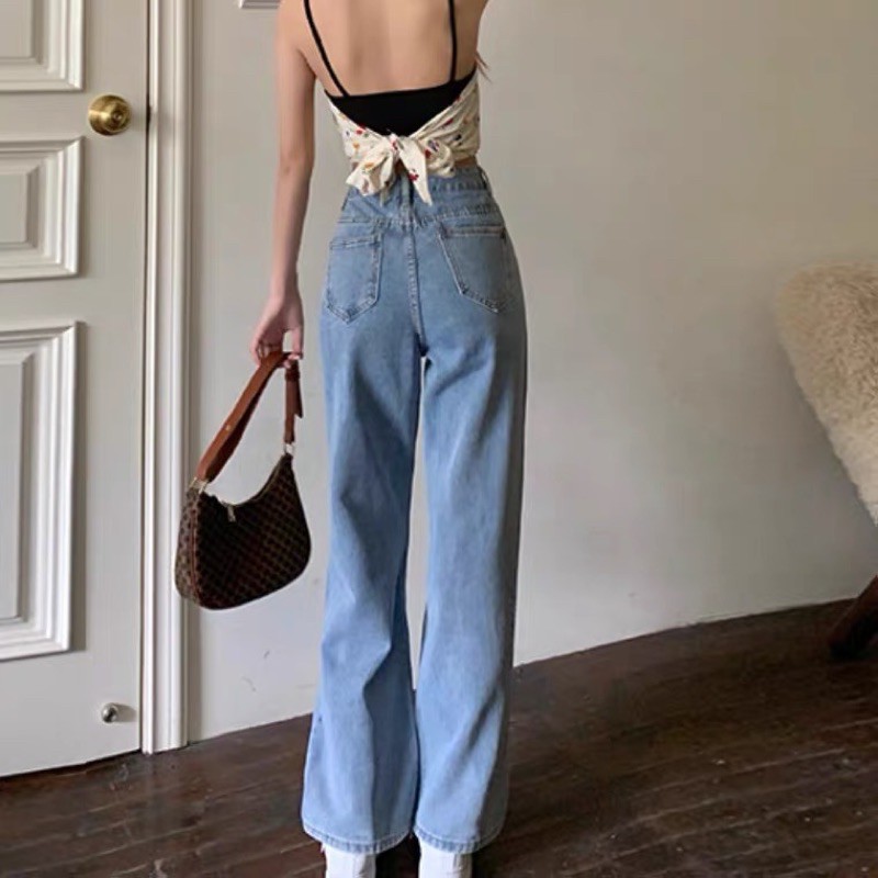 [CÓ SẴN - FREESHIP ] Quần jeans ống xuông lưng cao hàng Quảng Châu