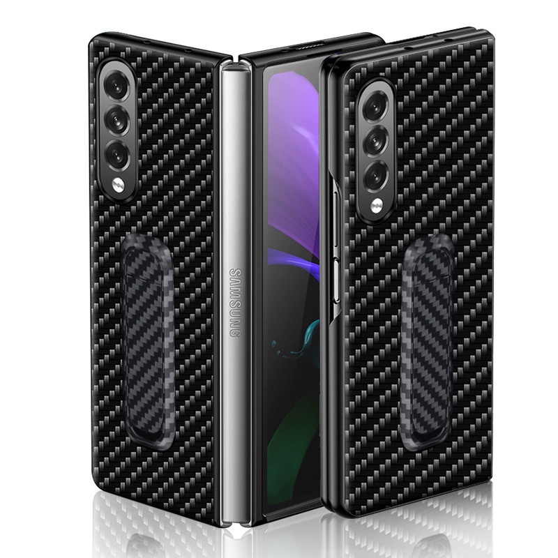 Ốp Điện Thoại Sợi Carbon Có Giá Đỡ Cho Samsung Galaxy Z Fold 3 Z Fold 2 Z Flip 3 Z Flip 5g
