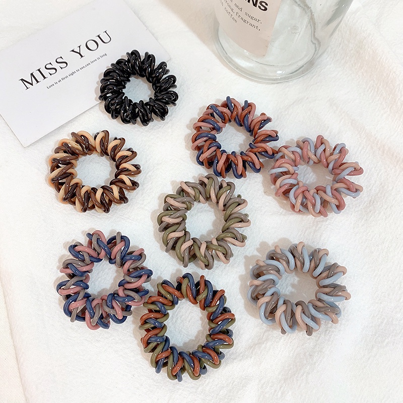 Dây buộc tóc kiểu dây điện thoại co giãn không đau