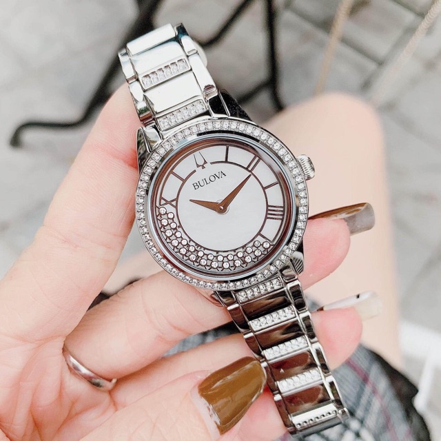 Đồng hồ nữ Bulova full bạc mặt trắng