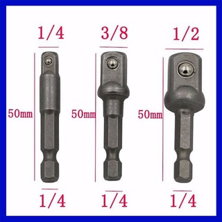 [NPS] Bộ 3 thanh Lục Giác nối dài Gắn Đầu Máy Khoan Bắt Vít 1/4" 3/8" 1/2"