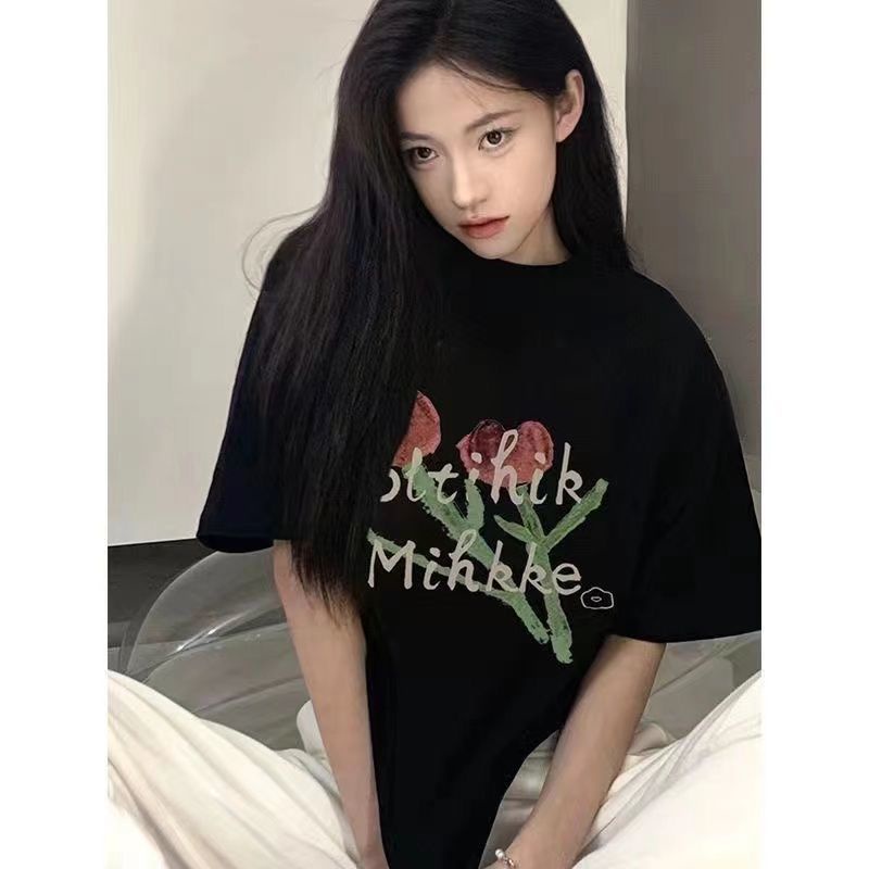 Áo Thun Trắng Trễ Vai 100% Cotton Dáng Rộng 2022 Thời Trang Mới Cho Nữ