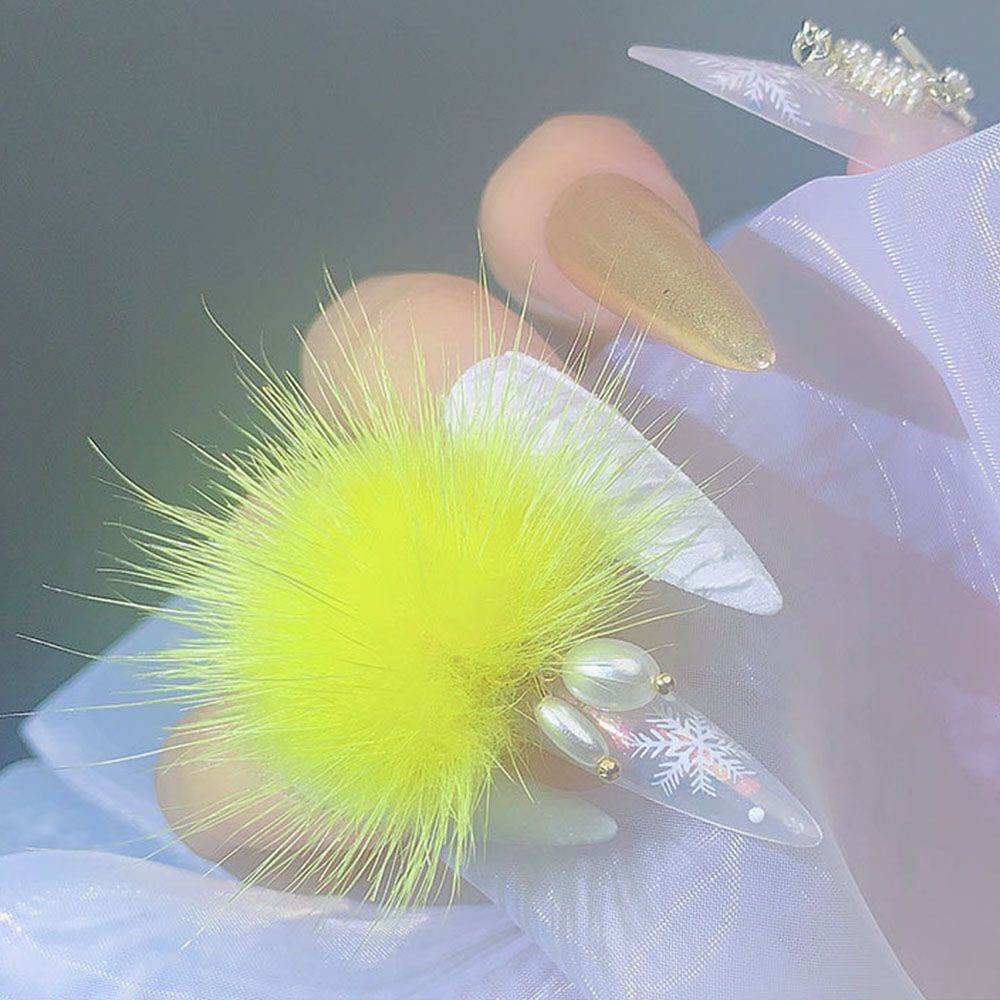 [Hàng mới về] Quả cầu lông xù 3d đính ngọc trai giả trang trí móng tay phong cách thời trang DIY