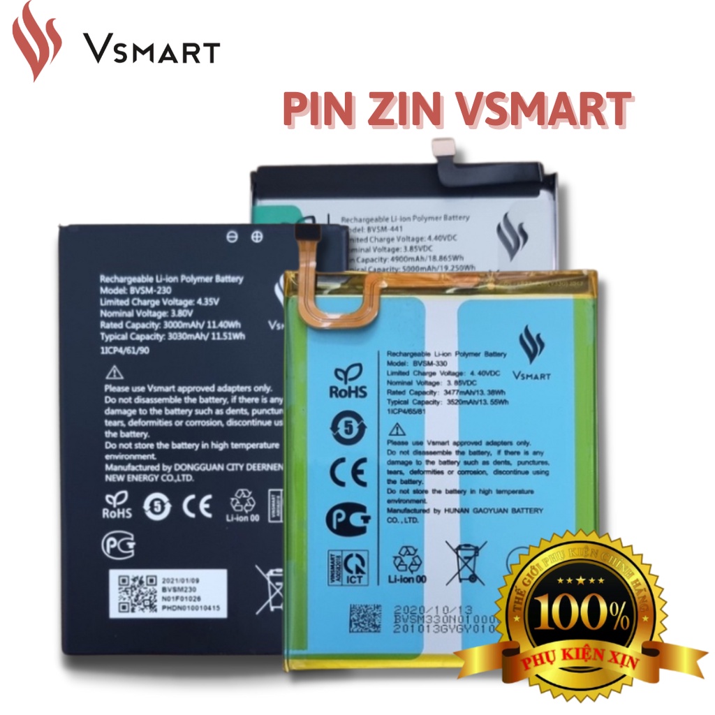 Pin Vsmart Zin Các Model : Star 5, Star 3, Live, Joy4, Joy1, Joy1+, Bee, Active 1, Star ,... HÀNG CHÍNH HÃNG