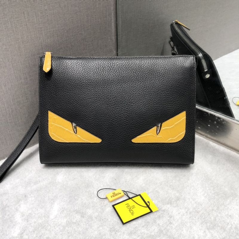 clutch cầm tay cho nam nữ họa tiết hình đôi mắt vàng da thật Fendi FD