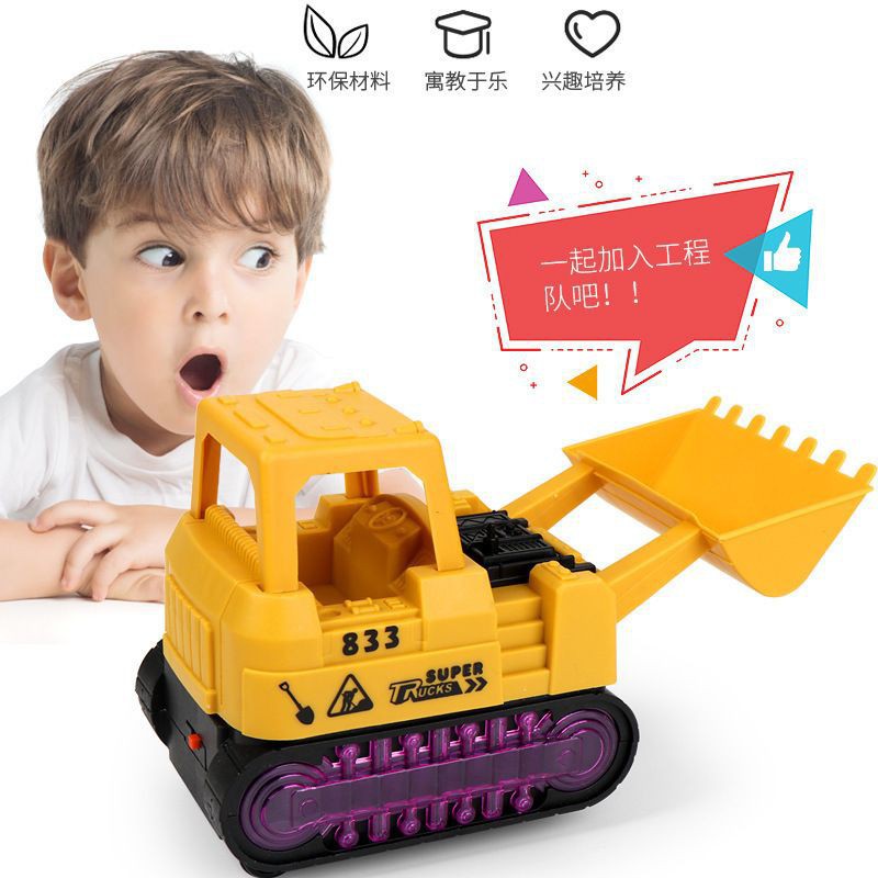 Xe máy ủi, máy lu, máy xúc chạy pin có nhạc, đèn, xoay