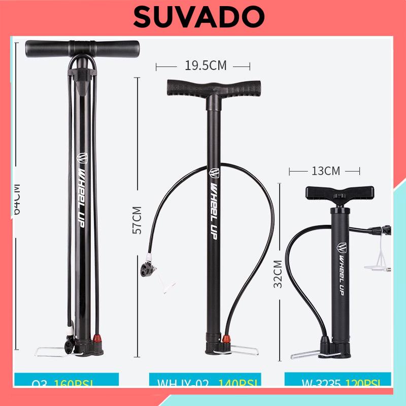 Bơm xe đạp xe máy bóng bay W3235 có đồng hồ bơm khỏe nhanh đầy hơi áp suất cao 120 psi tiện dụng SUVADO