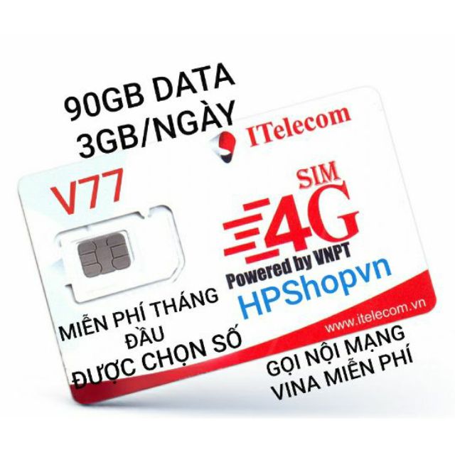 SIM V77 ITELECOM 90GB DATA