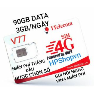 SIM V77 ITELECOM 90GB DATA