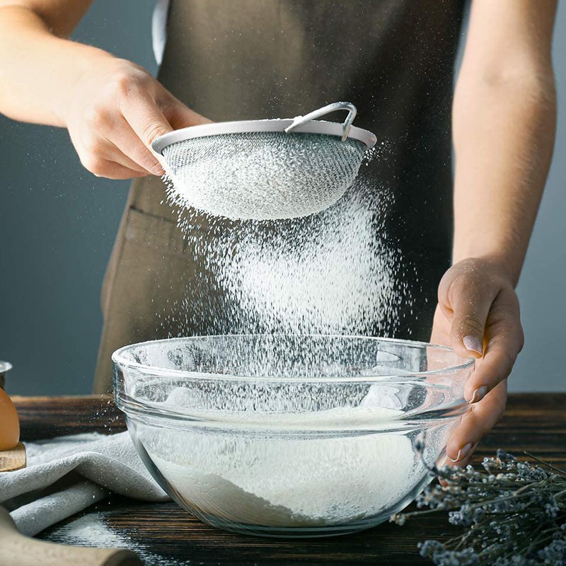 Teyaao rây lọc Stainless steel sieve strainer flour sieve fine sieve oil strainer flour colander strainer
