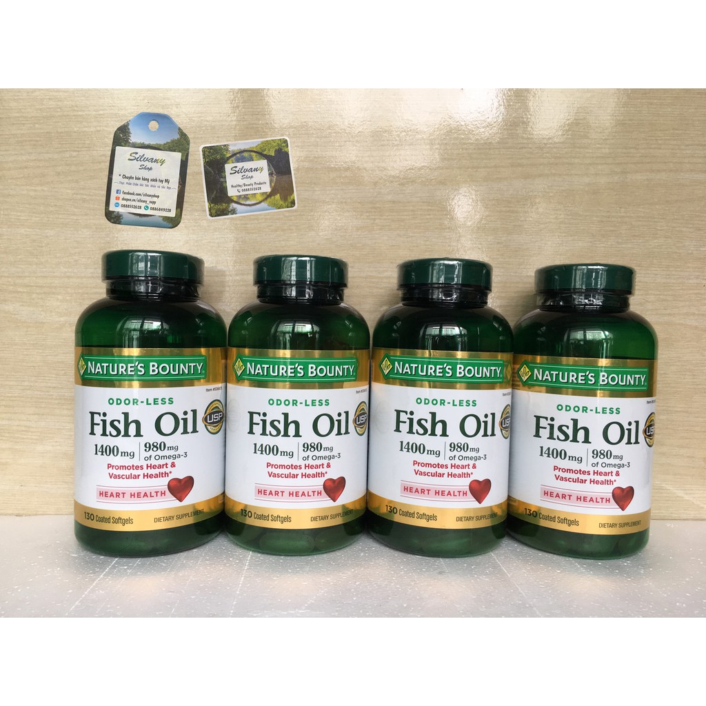 Dầu Cá Không Mùi Nature's Bounty Fish Oil 1400mg | 980mg Omega_3 - 130 Viên – Hàm Lượng Cao | Thế Giới Skin Care