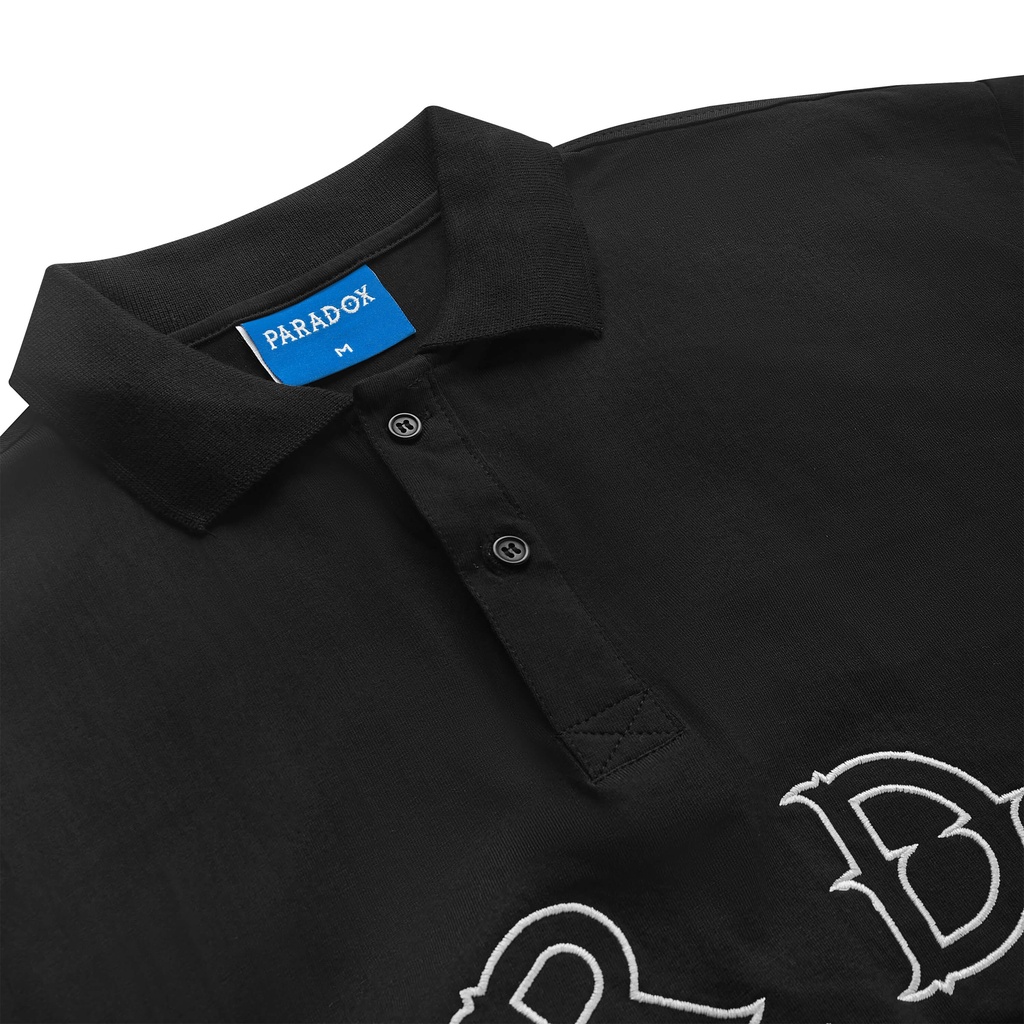 Áo thun có cổ Paradox tay lỡ ZIGZAG POLO SHIRT - Đen