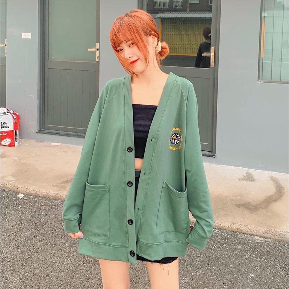 [freesize] ÁO KHOÁC NỮ FORM RỘNG CHẤT NỈ - ÁO KHOÁC NỈ CARDIGAN ULZZANG KIỂU DÁNG ÁO KHOÁC NỈ NỮ HOA CÚC ( ảnh thật ) | BigBuy360 - bigbuy360.vn